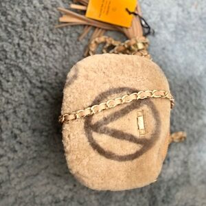 Valentino Beige Shearling Crossbody Bag